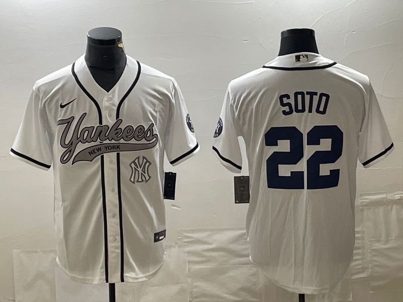 Men New York Yankees #22 Soto White Game Nike 2023 MLB Jersey style 3